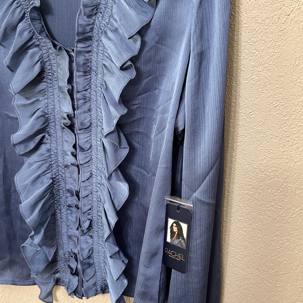 Rachael Ray Blue Ruffled Blouse - Picture 4 of 7
